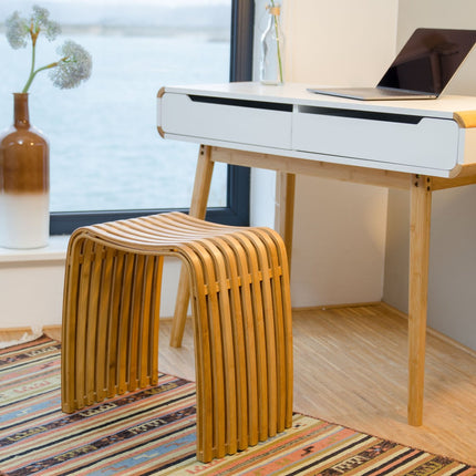 Bamboo Hallway Footstool – Compact Seat & Shoe Storage