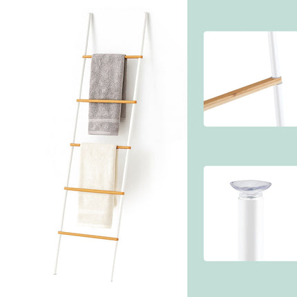 Bamboo Iron Towel Ladder – 5 Rungs, Versatile Use