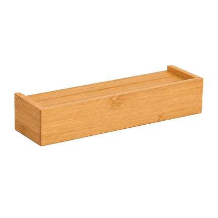 Bamboo Key Rack with 6 Hooks and Shelf – Natural Finish