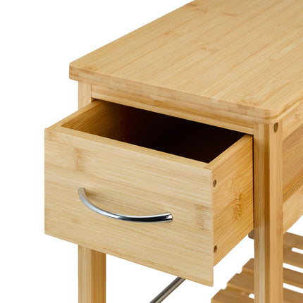 Bamboo Kitchen Cart with Drawer and Wheels