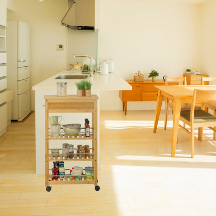 Bamboo Kitchen Cart with Drawer and Wheels
