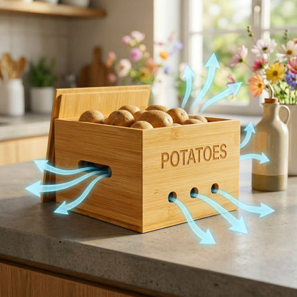 Bamboo Kitchen Storage Box Set – Potato, Onion, Garlic