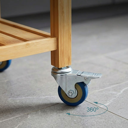 Bamboo Kitchen Trolley with Granite Worktop, 2 Shelves