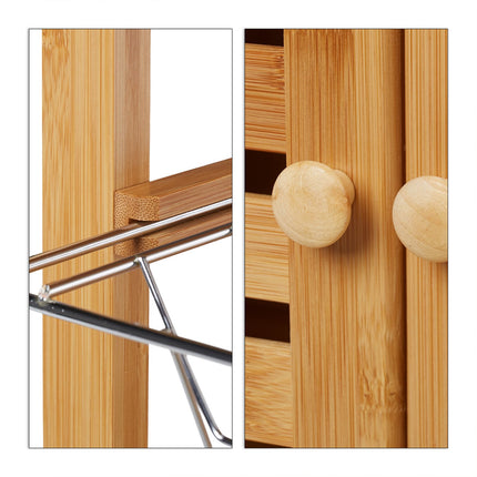 Bamboo Kitchen Trolley with Storage and Wheels