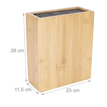 Bamboo Knife Block with Flexible Bristle Insert