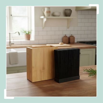 Bamboo Knife Block with Flexible Bristle Insert