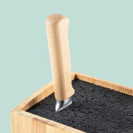 Bamboo Knife Block with Flexible Bristle Insert