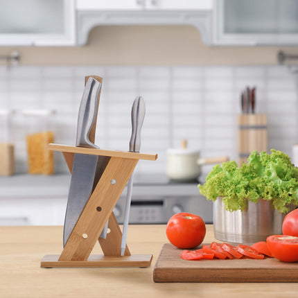 Bamboo Knife & Scissors Block – Space-Saving Organizer