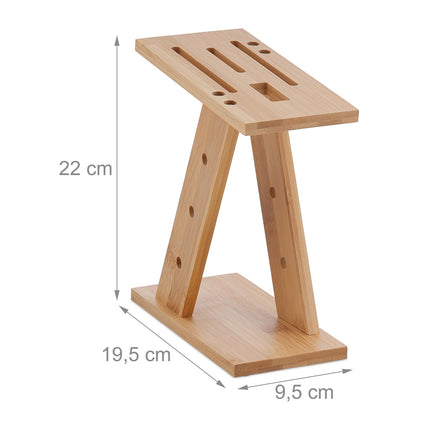 Bamboo Knife & Scissors Block – Space-Saving Organizer