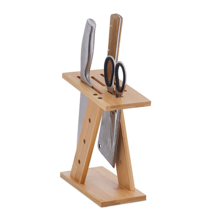 Bamboo Knife & Scissors Block – Space-Saving Organizer