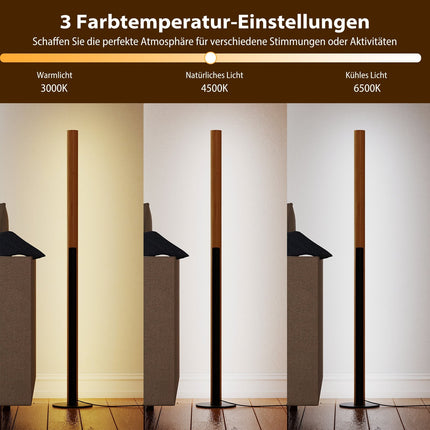 Bamboo LED Floor Lamp, Dimmable with Foot Switch, 122 cm