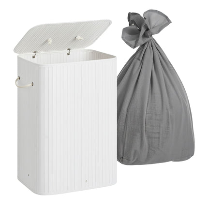 Bamboo Laundry Basket, 2 Sections, Dual Compartments