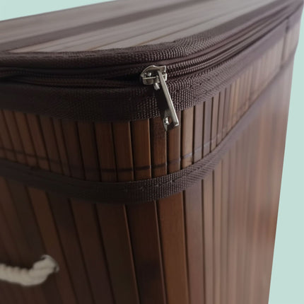 Bamboo Laundry Basket, 3 Compartments, Foldable