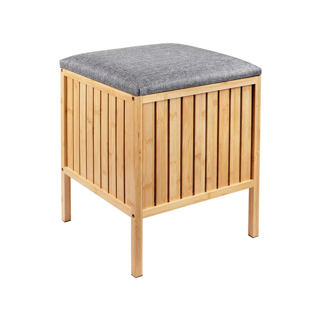 Bamboo Laundry Basket Seat with Padded Lid