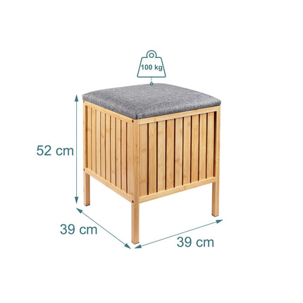 Bamboo Laundry Basket Seat with Padded Lid