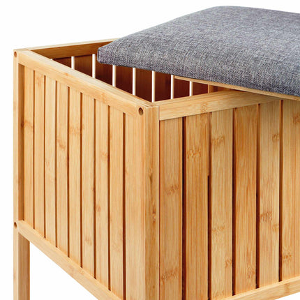 Bamboo Laundry Basket Seat with Padded Lid