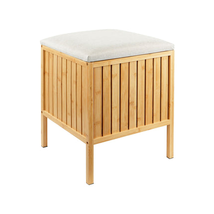 Bamboo Laundry Basket and Seat with Padded Lid