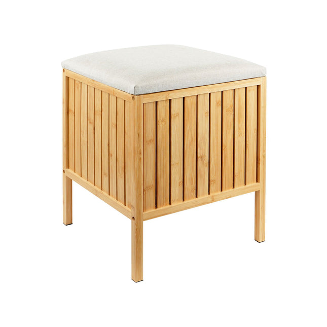 Bamboo Laundry Basket and Seat with Padded Lid