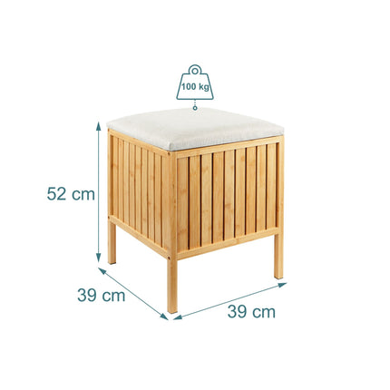 Bamboo Laundry Basket and Seat with Padded Lid