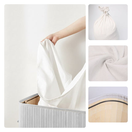 Bamboo Laundry Bin With Lid, Handles and Removable Liner