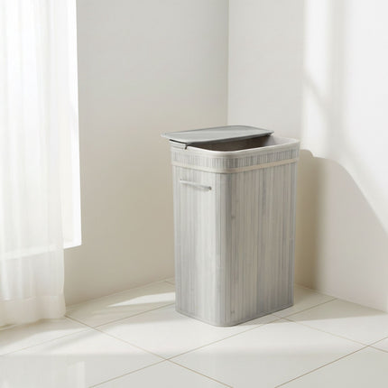 Bamboo Laundry Bin With Lid, Handles and Removable Liner