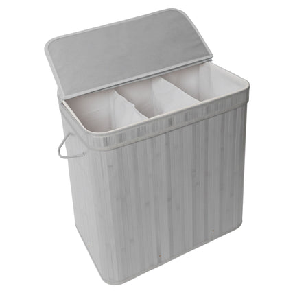 Bamboo Laundry Bin With Lid – Removable Liner, Foldable