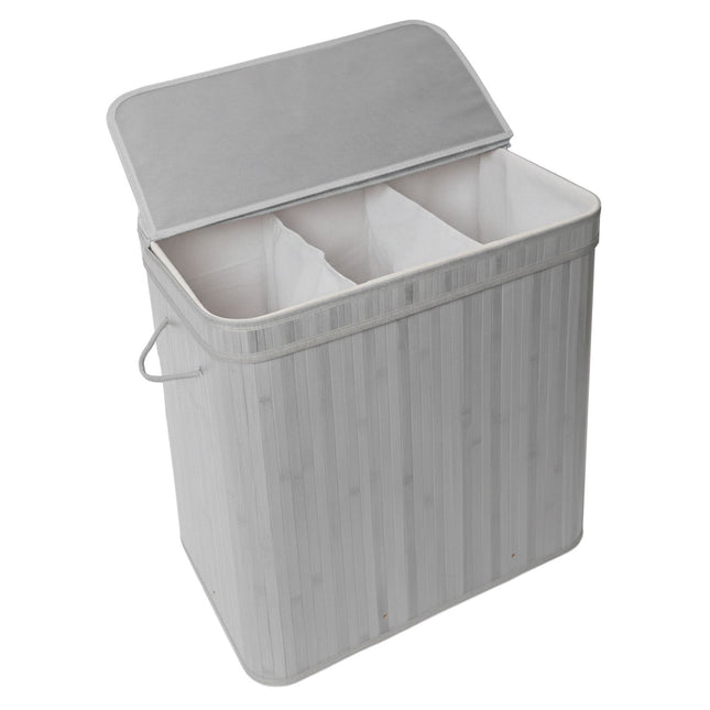 Bamboo Laundry Bin With Lid – Removable Liner, Foldable