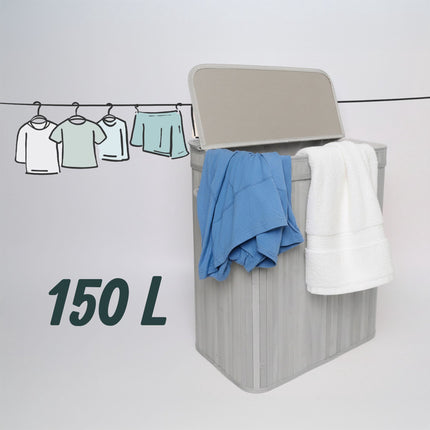 Bamboo Laundry Bin With Lid – Removable Liner, Foldable