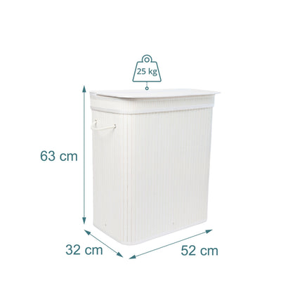 Bamboo Laundry Bin With Lid, Removable Washable Bag