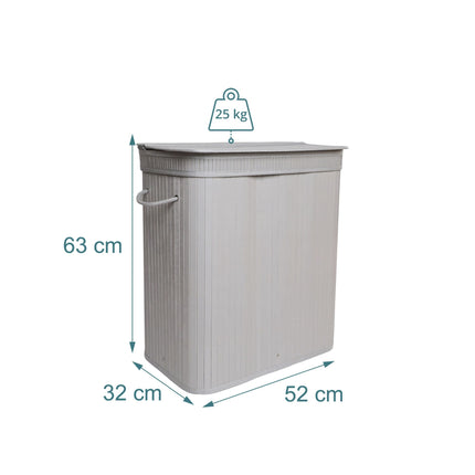Bamboo Laundry Bin With Lid, Removable Washable Liner