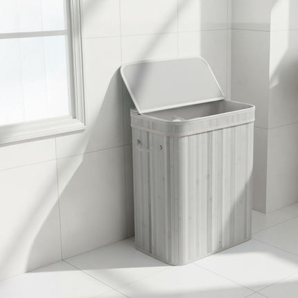 Bamboo Laundry Bin With Lid, Removable Washable Liner