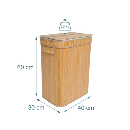 Bamboo Laundry Bin with Lid, Large, 72L Capacity
