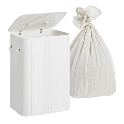 Bamboo Laundry Bin with Lid and Removable Bag