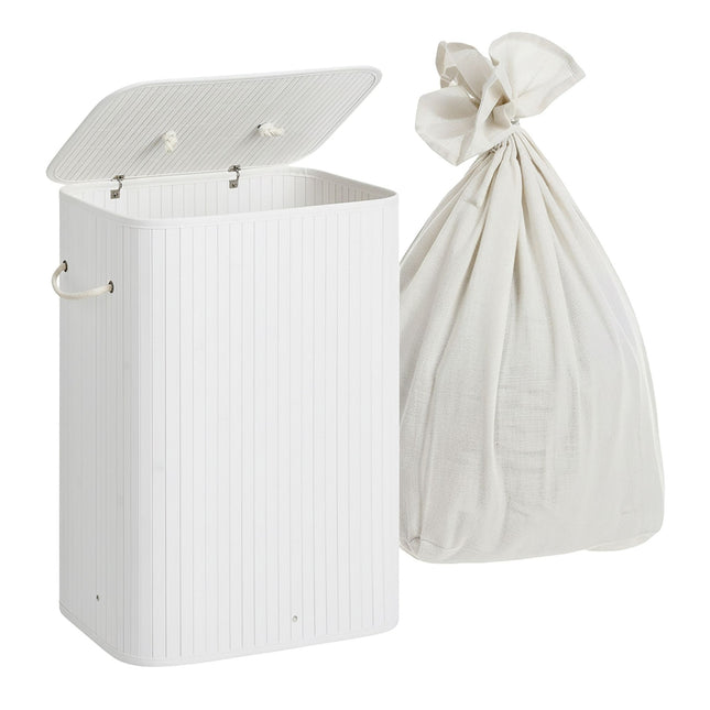 Bamboo Laundry Bin with Lid and Removable Bag
