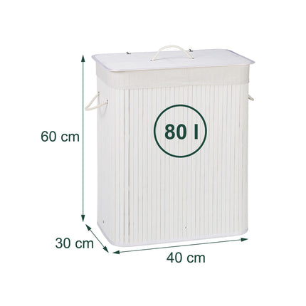Bamboo Laundry Bin with Lid and Removable Bag