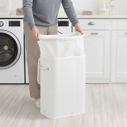 Bamboo Laundry Bin with Lid and Removable Bag
