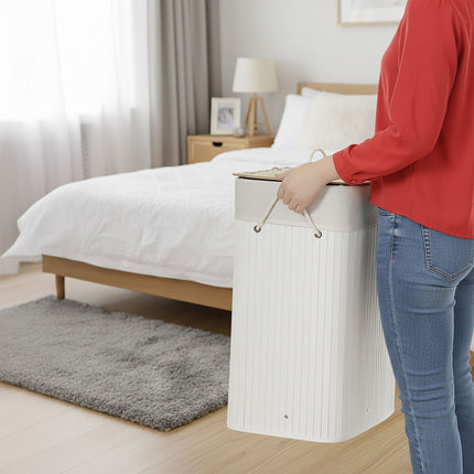 Bamboo Laundry Bin with Lid and Removable Bag