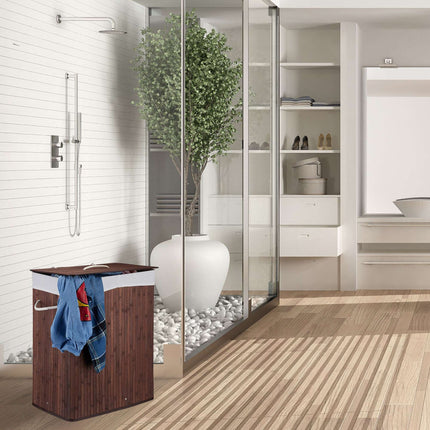 Bamboo Laundry Bin with Lid and Washable Bag