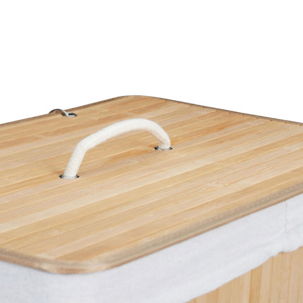 Bamboo Laundry Bin with Lid and Washable Bag