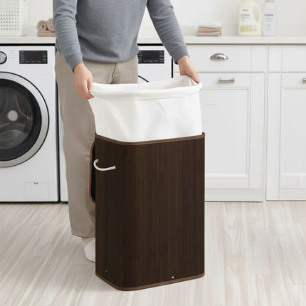 Bamboo Laundry Bin with Lid and Washable Bag