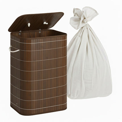 Bamboo Laundry Bin with Lid and Washable Bag
