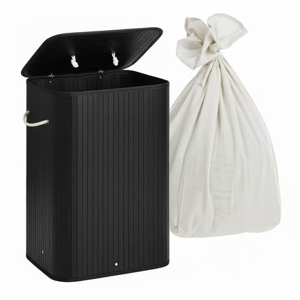 Bamboo Laundry Bin with Lid and Washable Bag