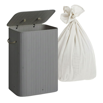 Bamboo Laundry Bin with Lid and Washable Bag