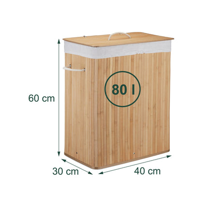Bamboo Laundry Bin with Lid and Washable Bag