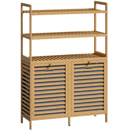 Bamboo Laundry Cabinet with Tilt Baskets and Shelves