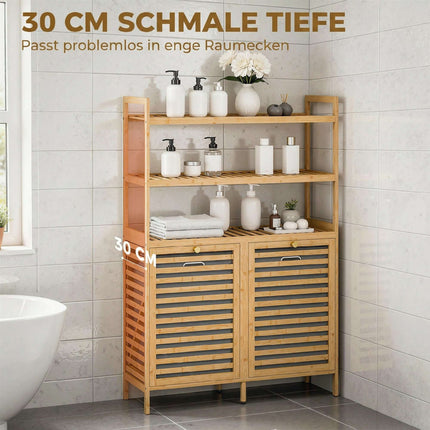 Bamboo Laundry Cabinet with Tilt Baskets and Shelves