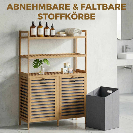 Bamboo Laundry Cabinet with Tilt Baskets and Shelves