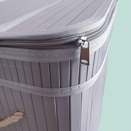 Bamboo Laundry Hamper, 2 Compartments, Foldable