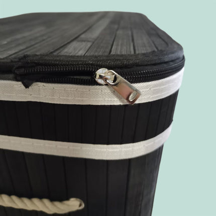 Bamboo Laundry Hamper, 3 Compartments, Foldable