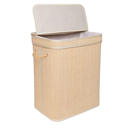 Bamboo Laundry Hamper With Lid, Large, Washable Liner